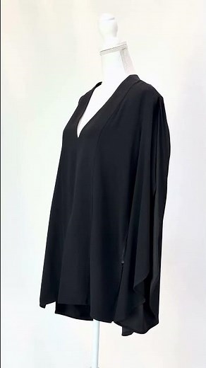 Dion Lee, Black V Neck Tulip Wrap Slit LLsv Longline Top, Size 14, $139