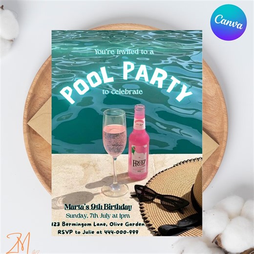 Editable Pool Party Birthday Invitation, Summer Any Age Template (digital Download) - Etsy