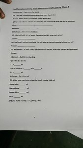 Mathematics Activity: Measurement of Capacity (Class 4)1. Con... | Filo