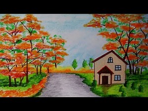 How To Draw Autumn Season Scenery.Step by step(easy draw)