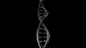 Rotating silver DNA structure overlay background loop