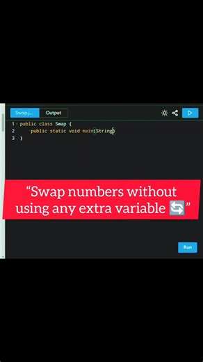 Swap Two Numbers in Java WITHOUT Extra Variable 🔄 #shorts #java #codewithrtech #codingshorts #viral