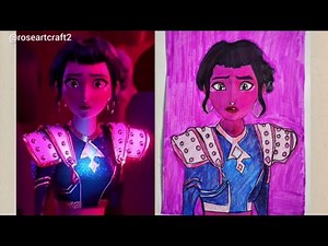 Zoey Huntrix drawing from k-pop demon hunters ✨ /How to draw Zoey huntrix k-pop demon hunters easy