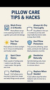 ✨ Pillow Care Tips & Hacks ✨ Keep your pillows fresh, fluffy and long-lasting with these simple tricks! From washing to deodorising, these hacks make sure you sleep on clean, comfy pillows every night. 💙🛌 Save this for your next laundry day! 🧺💤 | Cleaning with Mrs Kay