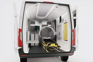 Stroke diagnosis, a small CT scanner on ambulances and helicopters