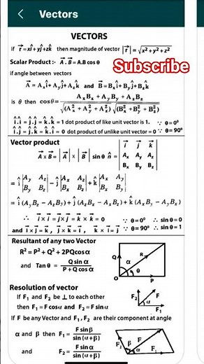 Vectors class 11 all formulas #physics #physicsshorts #physicsfundamentals