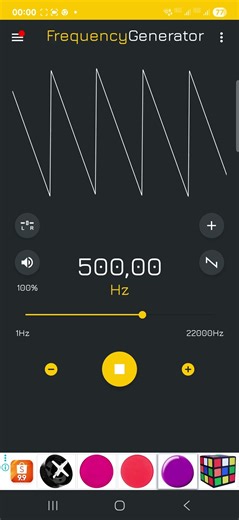 500 Hz sound for 10 secs
