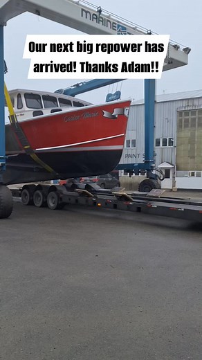 47'×19'2" H&H. Removing a 900 Scania. Replacing it with a C18 CAT #mainelobsterfishing #mainelobsterboats #caterpillar | Long Cove Marine Service LLC