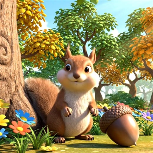 Funny Squirrel and Big Nut 🐿️ | Cute Squirrel Cartoon | Kids Animation Short