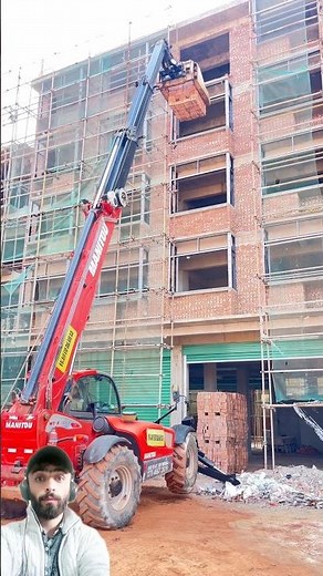Hydraulic Telehandler Machine Lifting Bricks at a Construction Site || #construction