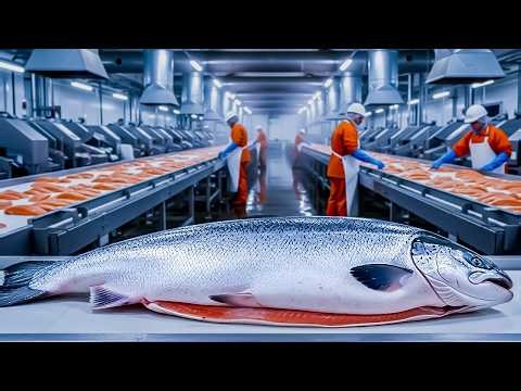 Inside a Mega Salmon Processing Plantv | How Smoked Salmon Is Made in Modern Factories