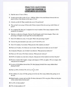 PRACTICE QUESTIONSCLASS VIII: CHAPTER - 8COMPARING OUANTITIES... | Filo
