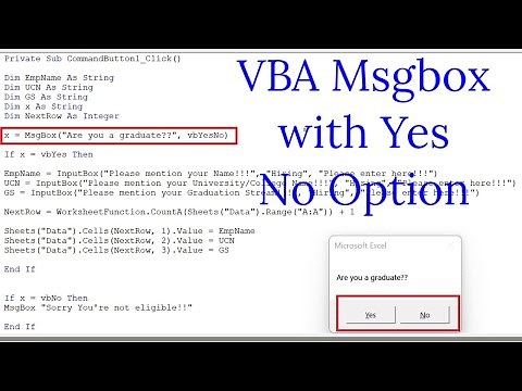 msgbox yes no vba | vba msgbox custom buttons | msgbox vba | #NaveenVBA |