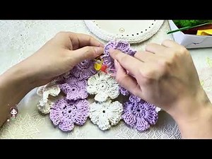 Easy Crochet Flower Bag | Round Bucket Bag with PU Leather Bottom