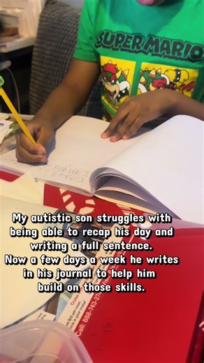 He started writing in his journal in November and had progressed so much. It was hard to get him to sit down and write and now he barely gives pushback to complete his writing. #autism #autismspectrumdisorder #autismacceptance #nuerodivergent #parenting