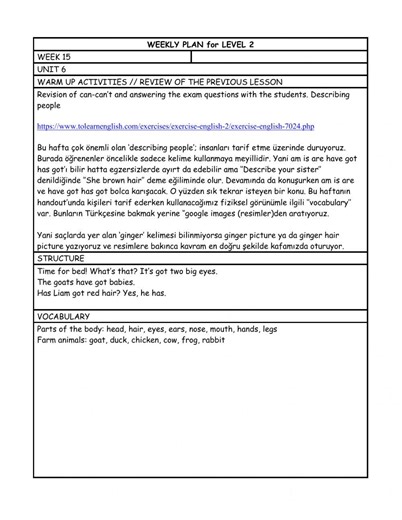 Level 2 wp 15 worksheet
