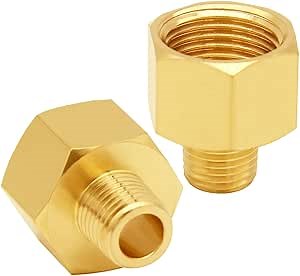 Uenede 2PCS Brass Reducer Adapter, 1" NPT Female to 3/4" NPT Male Thread, Hex Reducing Pipe Fitting Coupler Nipple Connector for Water/Oil/Gas