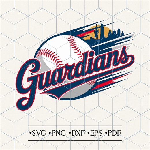Guardians Baseball Team Svg Design - Bold Script Font With Ball and Skyline - Cricut and Silhouette Cut File - Png Dxf Eps Pdf - Etsy