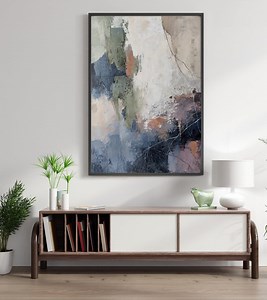 Painting Blue Green Abstract | Blue Green Wall Art| Abstract Blue Green Gray Painting | Navy Green Painting | Blue Abstract Wall Art | Brume - Etsy