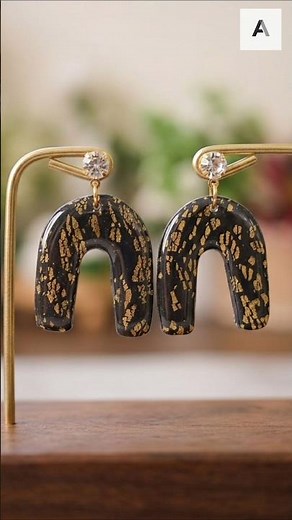 "Easy DIY Polymer Clay Earrings with Gold Foil and UV Resin - Beginner Tutorial." #polymerclay #diy