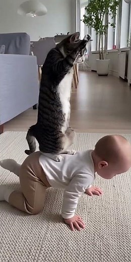 A Cat Riding a Baby’s Back… and Loving Every Second 😹❤️