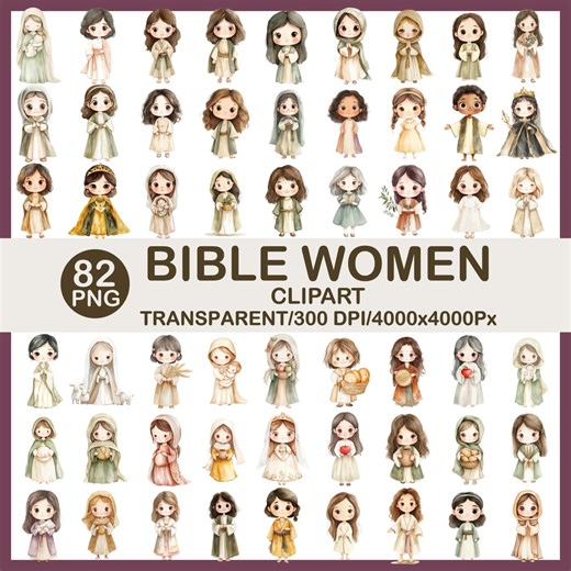 Bible Women Clipart | 82 Christian Female Watercolor Illustrations (PNG) - Etsy