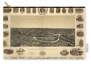 Antique Maps - Old Cartographic maps - Antique Birds Eye View Map Of Dallas, Texas, 1892 Zip Pouch by Studio Grafiikka