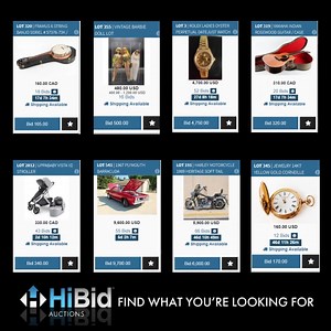 Incredible variety is a hallmark of the popular HiBid Auctions platform. Auctions currently posted on HiBid.com feature vintage and new collectibles and toys, antique Harley-Davidson motorcycles, and much more. In a combined total of 1,368 online-only and webcast auctions held from July 26th through August 1st, over a half million lots were sold through HiBid.com. Auctions exceeded $34.4 million in gross auction proceeds and $58.5 million in gross merchandise volume for the week. Read Full Press