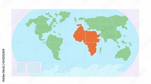 Animated world map element. Geography classroom display. Continents and countries. Flat cartoon style HD video footage with alpha channel. Color illustration on transparent background for animation