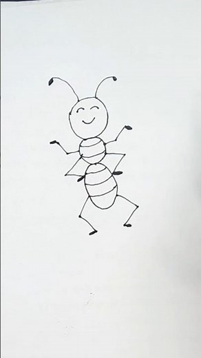 happy ant drawing | How to draw a dancing ant drawing video step by step tutorial