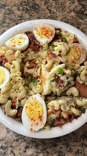 This Deviled Egg Macaroni Salad with Bacon is absolutely delicious and you need to make it for your next cookout! Recipe at the end of the video !#deviledeggs #pastasalad #bacon #cookoutdishes #bbqseason #macaronisalad #summer #easyrecipe