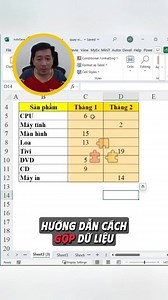 Gộp 2 cột dữ liệu có các ô trống với nhau thành 1 cột trong Excel #thayvinh #daotaotinhoc #tinhocvanphong #hocexcel #excel #vnetmedia | Nguyễn Quang Vinh
