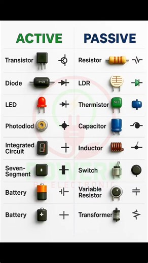 1.6M views · 6.5K reactions | Active vs Passive Electronic Components #electrical #electricalwork #powerdbyelectric #diagram #electricalwork | Powerd By Electronic | Facebook