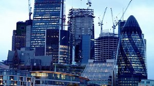 Zoom On Buildings Gherkin Construction Cranes Stock Footage Video (100% Royalty-free) 33562270 | Shutterstock
