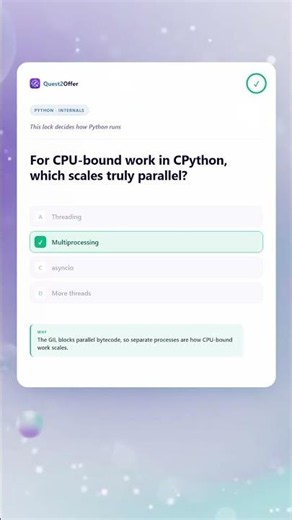 For CPU-bound work in CPython, which scales truly parallel? #Shorts