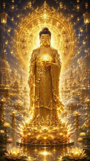 阿彌陀佛聖號四字四音輕快版 願見聞此聖像者，皆能廣結善緣、消災延壽、福慧增長，與家人平安健康，最終同生極樂淨土。#阿彌陀佛 #南無阿彌陀佛 #極樂世界 #念佛 #佛教