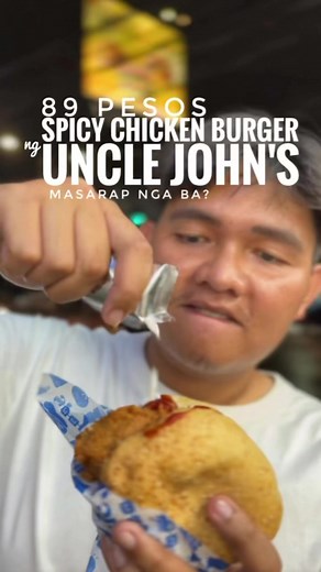 89 PESOS CHICKEN BURGER NG UNCLE JOHN'S? MASARAP NGA BA? | Thejosephverallo