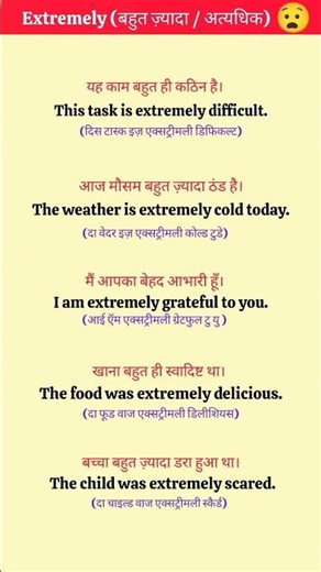Extremely (बहुत ज्यादा / बेहद)- Daily Use English Sentence✌️#englishnotes21 #trending #viral #yt