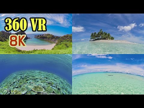 [8K 360VR] VR観光：南国の海（ジープ島、石垣島、与論島、新島、式根島）Virtual reality of the tropical sea