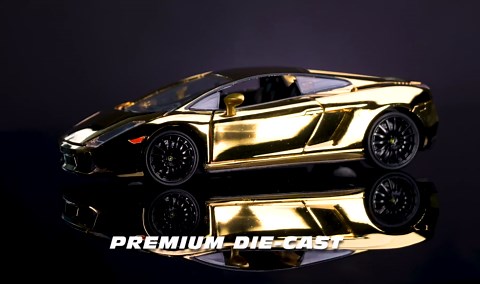 Jada Fast & Furious 1:24 Lamborghini Gallardo Gold Chrome Die-Cast Car, Toys for Kids and Adults