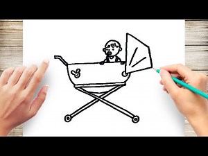 How to Draw Baby on Stroller Step by Step