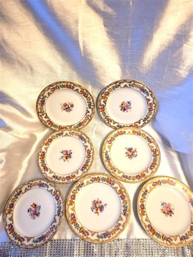 Antique Royal Bayreuth Bavaria Floral Discontinued Pattern ROB41 Gold Plated Scrolls Dessert Plates Set of 7 Made in Germany Circa 1909 - Etsy