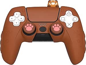 IINE Anti-Slip Soft Protective Cover for PS5 Controller With Touch Pad Stickers and Thumb Grip Caps - Cute Silicone Case