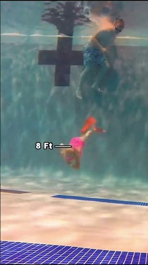 Diving Toddler 11 feet deep