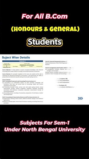North Bengal University | B.Com 2026 | All Subjects & Course Structure Explained