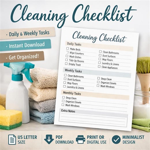 Home Reset Cleaning Checklist | Daily & Weekly Routine Printable - Etsy