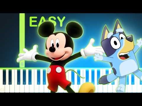 Mickey Mouse and Bluey Song - EASY Piano Tutorial