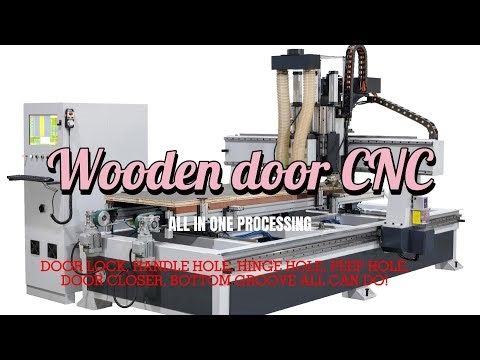 5 Sides CNC machine can do door lock, door handle hole, hinge, door closer and etc. #doorCNC