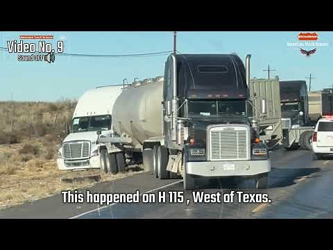 Daily struggles of truckers on the road, Pile up, truck sliding on ice, truck drivers helping