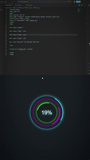 Futuristic Loading Animation in HTML CSS JavaScript | VS Code #shorts